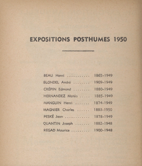 HENRI BEAU Société des artistes indépendants. Catalogue de la 61e exposition 1950