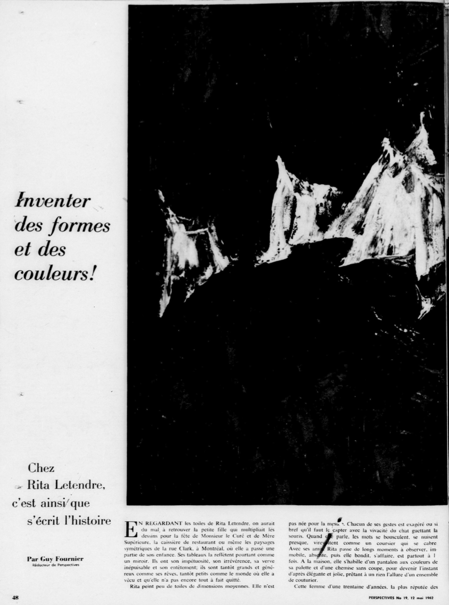 Rita Letendre Le soleil,  (Québec) 12 mai 1962