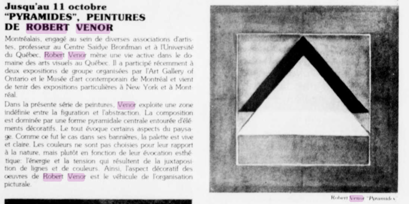 VENOR, Robert (1931 - 2014)